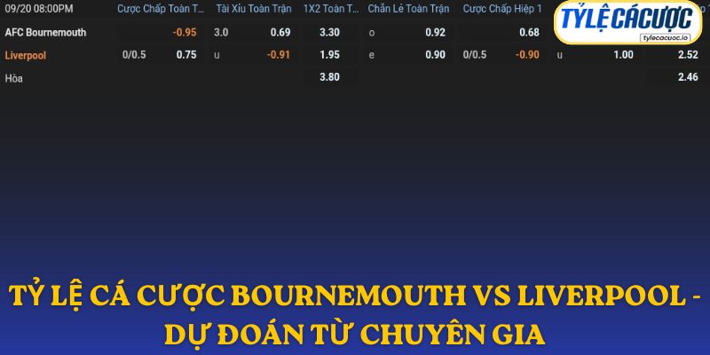 Tỷ lệ Liverpool chấp 0/0.5 bàn phản ánh ưu thế của đội khách